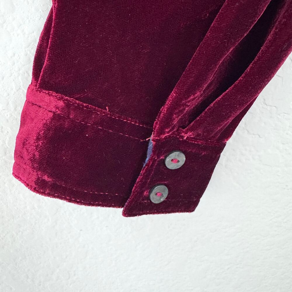 Natural Life Womens Velvet Button Shirt Dress Size M Floral Winter Cranberry Red - Picture 7 of 8